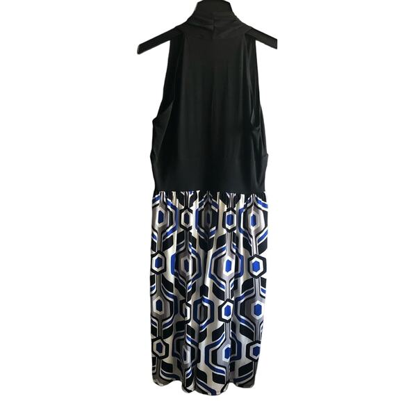 Vintage London Style Black Halter Top Geo Print Swing Dress Plus Size 16 NWT - Picture 5 of 7